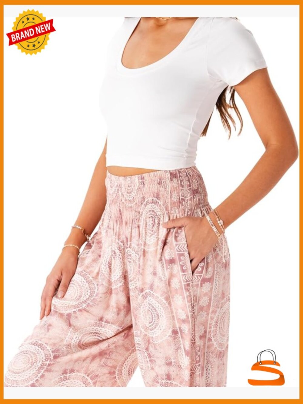High Waisted Flowy Boho Harem Pants Yoga Lounge Beach